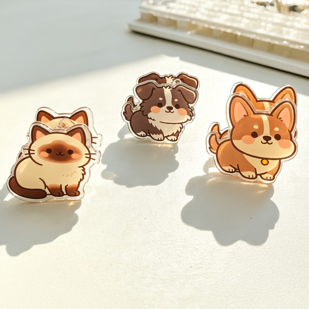 3pcs Adorable Double-Sided Acrylic Dog & Kitten Clips - 3 Styles Suitable for School, Office, Book Binding, Snack Bag Sealing, Bill Clips, Pocket Seal Holders, Candy-Colored Multi-Functional Binder Clips for Teaching Aids, & Use