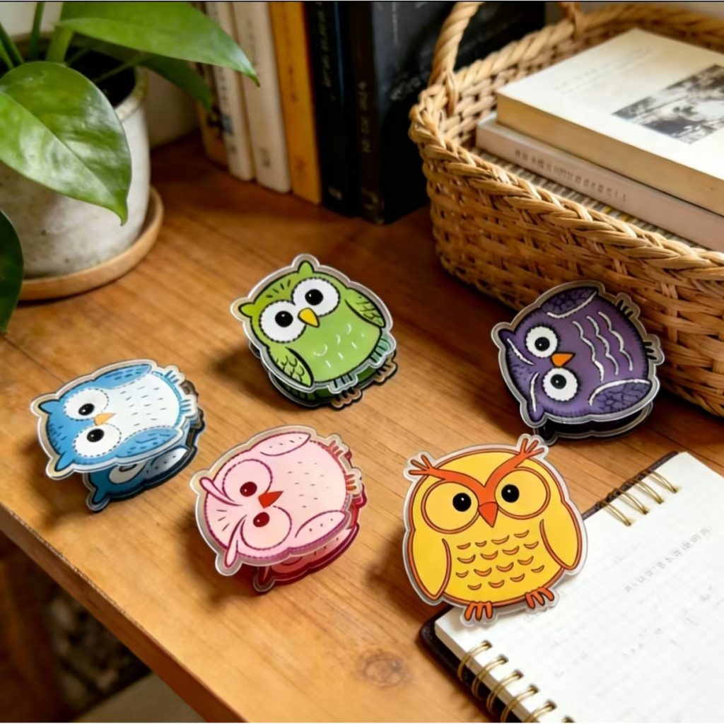 Cute Owl Cartoon Clip, Adorable Acrylic Binder Clip, Durable Storage Clip, Suitable for Notes, Exams, Office Documents, Books, Kitchen Storage Accessories, Sticky Note Clip, Book Page Holder, Exquisite Decorative Clip, Random Style