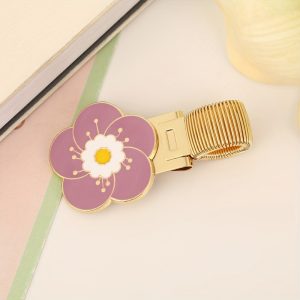 1pc Exquisite Flower-Themed Stylish and Beautiful Universal Metal Pen Insert, with a Spring-Loaded Metal Clip for Planners, Notebooks, Student, and Office Stationery