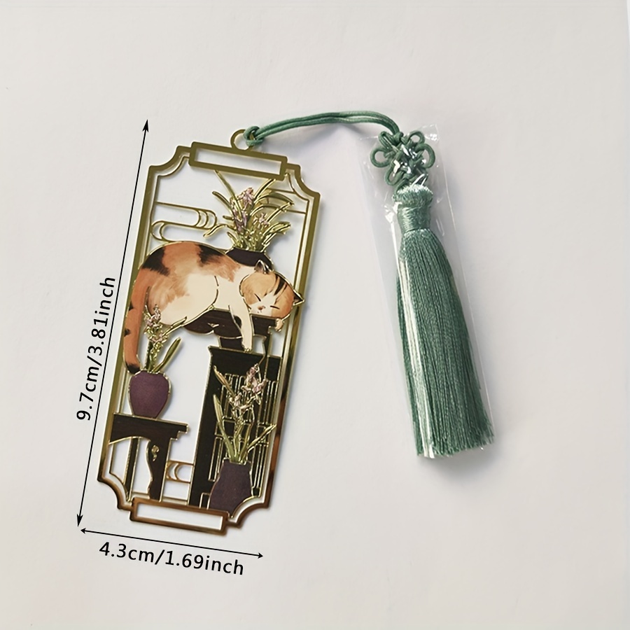 Cat Metal Bookmark Ruler Stainless Steel Metal Classical Chinese Student Bookfriend Gift Cultural And Creative Bookmark Hollow Out Design