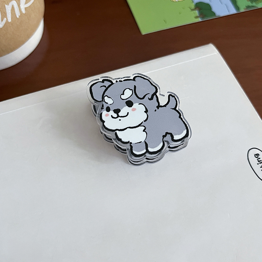 Set of 6 Cute Dog-Themed Acrylic Clips - for Notebooks, Sticky Note Holders, Sealing Clips, Durable Storage Folders, Suitable for Notes, Exams, Office Documents, Books, And Kitchen Storage Additions