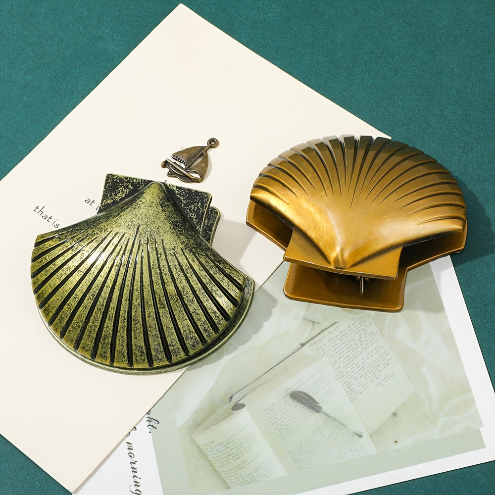 Fantasy Scallop Image Design Loose-Leaf Binder Metal Hand Account Clip, Creative Ticket Daily Office File Storage And Organization Hand Account Clip, Perfect Holiday Gift for Friends And Colleagues
