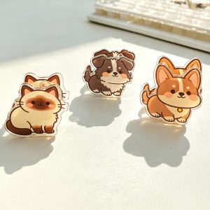3pcs Adorable Double-Sided Acrylic Dog & Kitten Clips - 3 Styles Suitable for School, Office, Book Binding, Snack Bag Sealing, Bill Clips, Pocket Seal Holders, Candy-Colored Multi-Functional Binder Clips for Teaching Aids, & Use